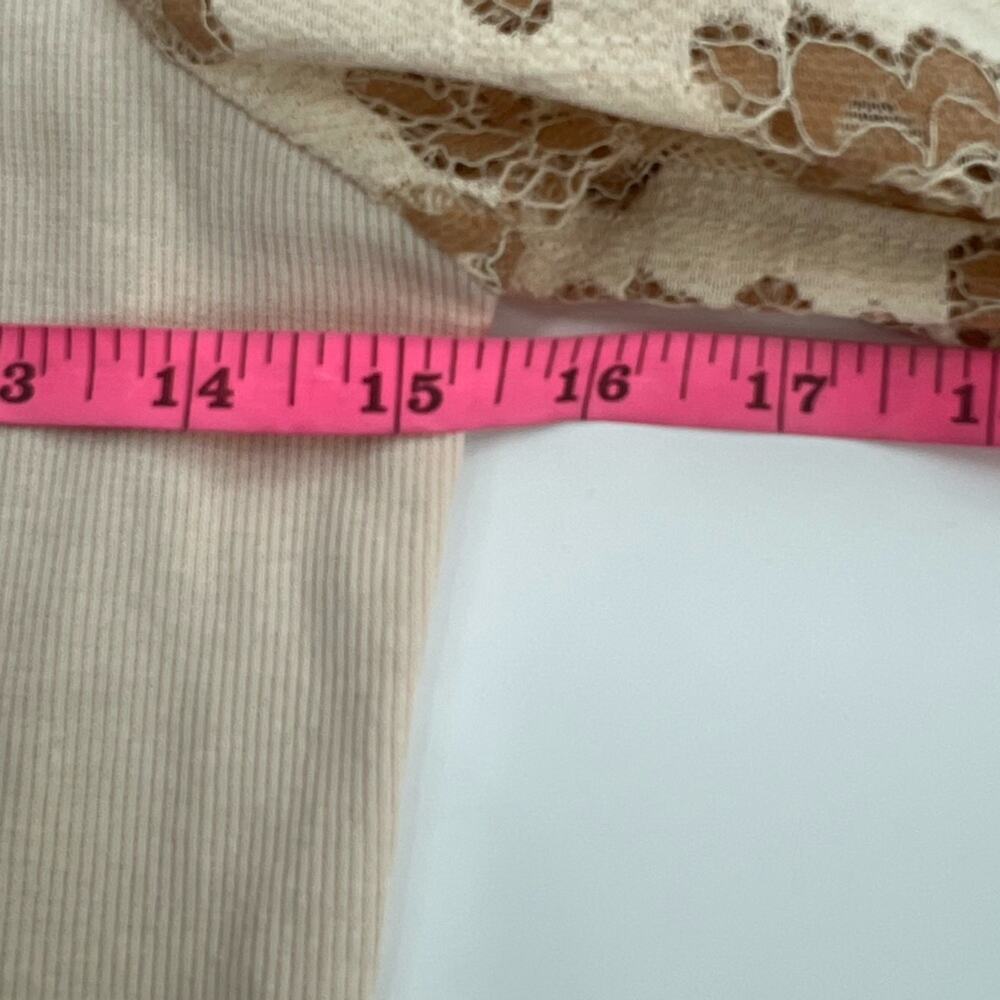 Anthropologie Dolan Lace Puff-Sleeve Top Sz S tan - Picture 7 of 9